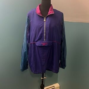 Vintage Reebok Colorful Windbreaker Pullover Jacket Size Medium